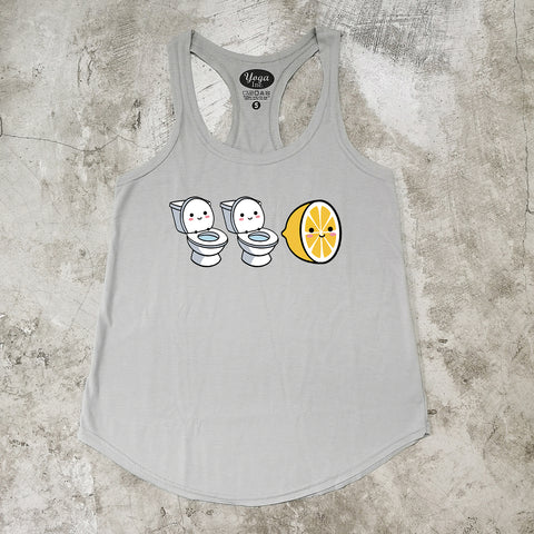 LOO LOO 柠檬 Ladies Tank Top- Light Grey